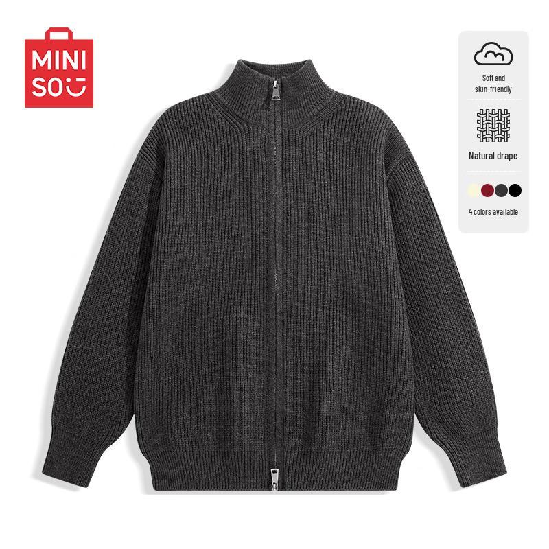 

MINISO Men s American Retro Double-Zip Knit Cardigan 2XL