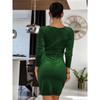 Women's elegant solid color long-sleeved V-neck sexy short dress clothes sale