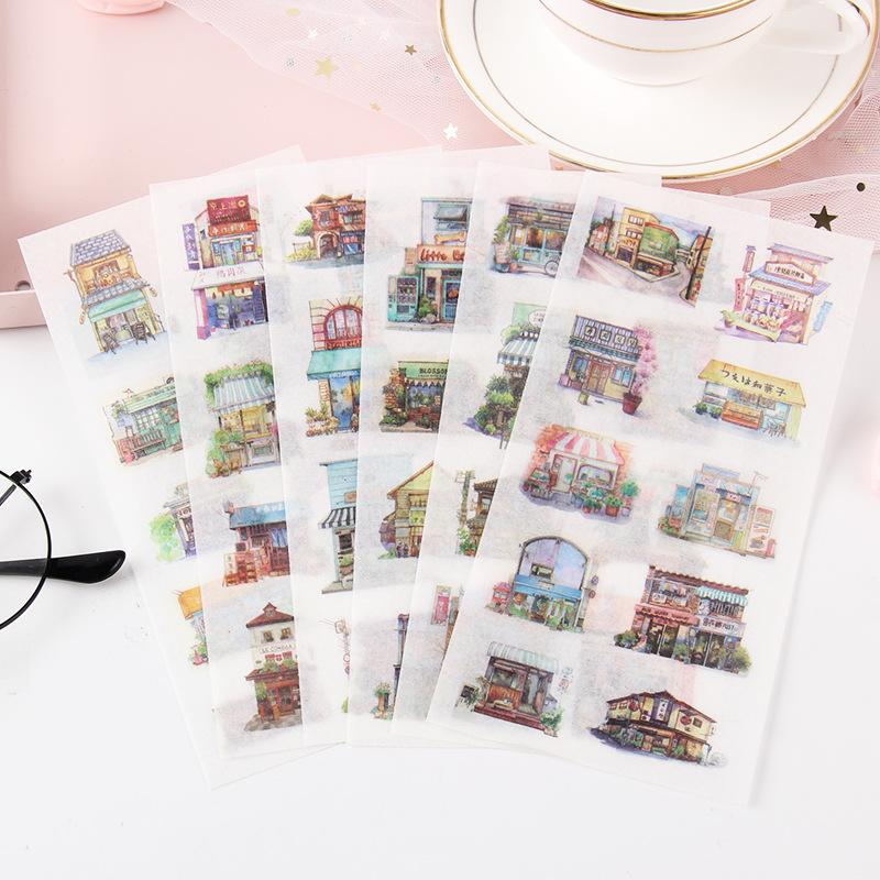 6sheets/set Cute Stickers Flower Cat Butterfly Washi Paper Stickers Pack Scrapbooking Supplies Japanese Kawaii Stationery