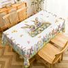 Easter Bunny Eggs Floral Tablecloth Party Decor Spring Watercolor Wild Flowers Butterfly Dining Table Cloth Easter Decorations