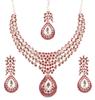 Touchstone Indian Bollywood Traditionally Marked White and Red Rhinestone Alluring Bridal Designer Jewelry Necklace Set In Silver Tones for Women.