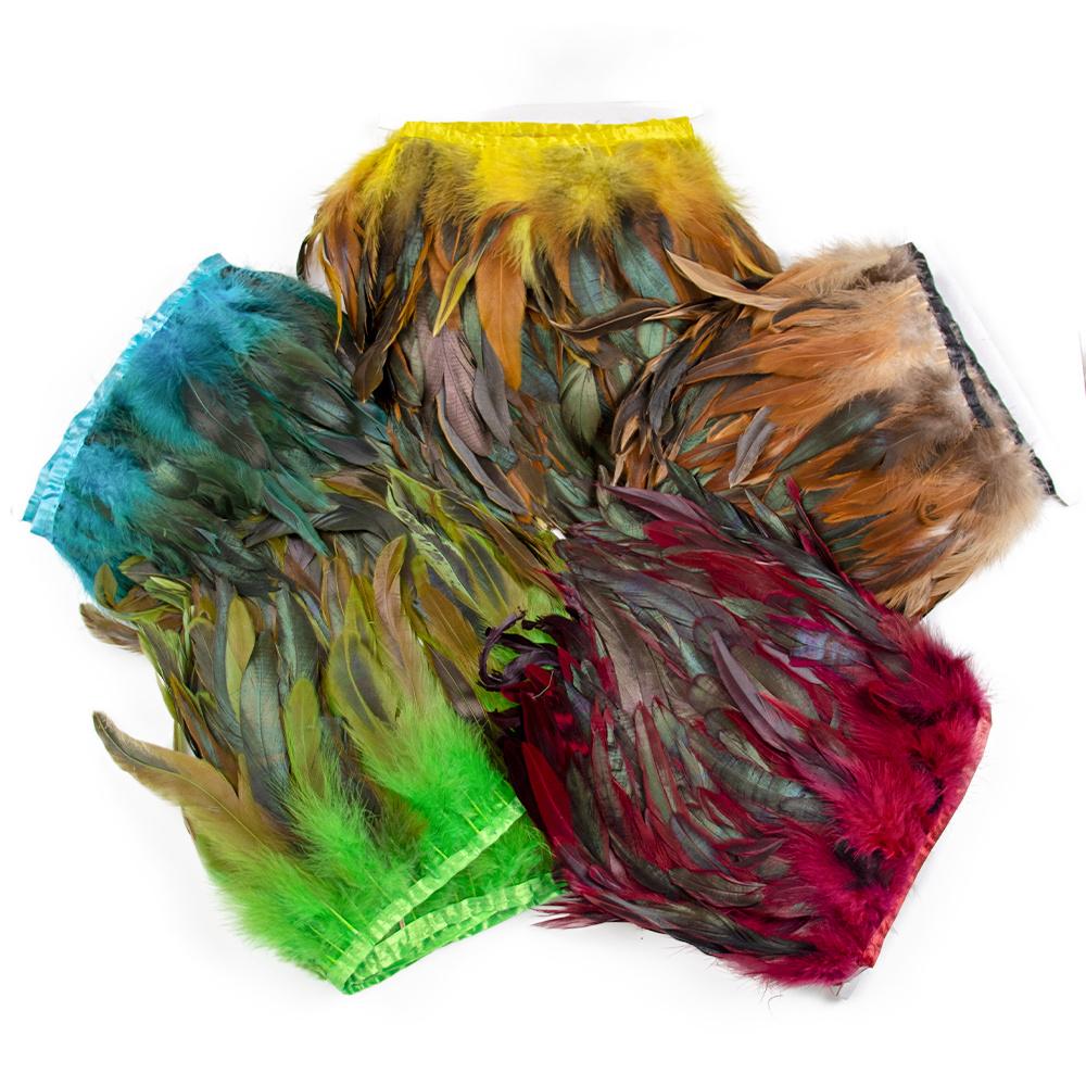 1Meters Fluffy Rooster Feathers Trims Fringe 10-18CM Chicken Feather Trim for Crafts Ribbon Plumas Wedding Clothing Decoration