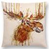 Watercolor Animals Cushion Cover Portrait Head Bighorn Lion Leopard Tiger Bear Eagle Horse Dogs  Home Sofa Throw Pillow Case