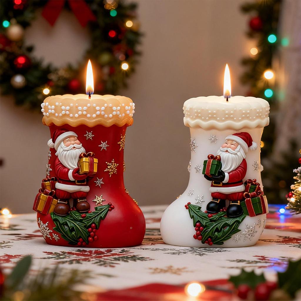 Santa Stocking Candle Mold Reusable Crafting Mould 3D Christmas Stocking Candle Molding Tool For Children Beginners Boys Girls
