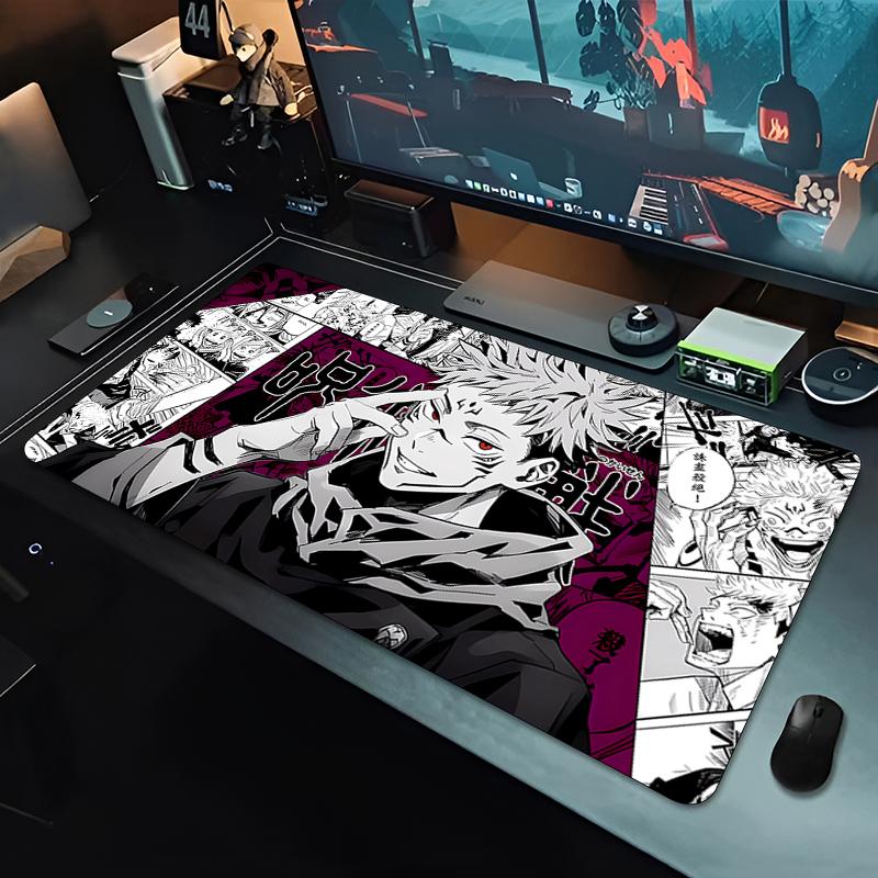 Oversized Mouse Pad Jjujutsu Kaisen Sukuna Yuji Gamer Computer Desk Mat Gaming Keyboard Pad Lockedge Japanese Anime Mousepad