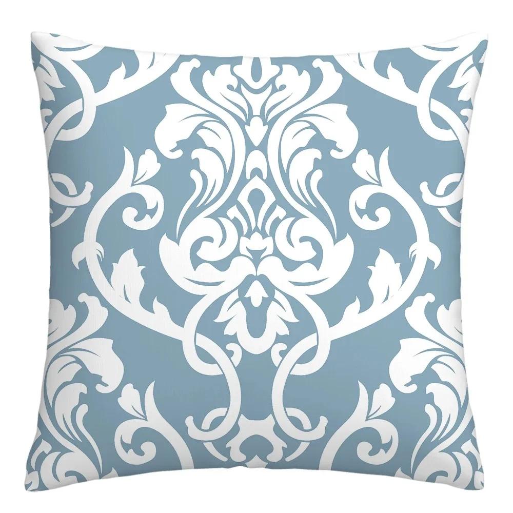 Blue and White Geometric Decorative Pillowcase Living Room Office Home Pillowcase Car Ornaments Ideal Gift