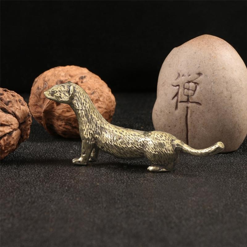 Metal Weasels Figurine Statues Metal Animal Statue Collectible Decorative Ornament for Home Decors Table Centerpieces HX6C