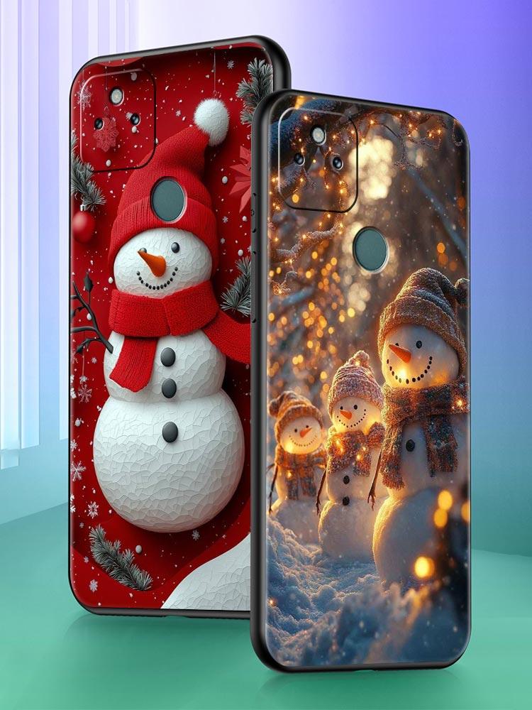 Christmas Snowman Phone Case Cover for Google Pixel 10 9 8 7 6 9A 8A 7A 6A Pro Shockproof Soft TPU 9 Pro XL Shell Capas Fundas