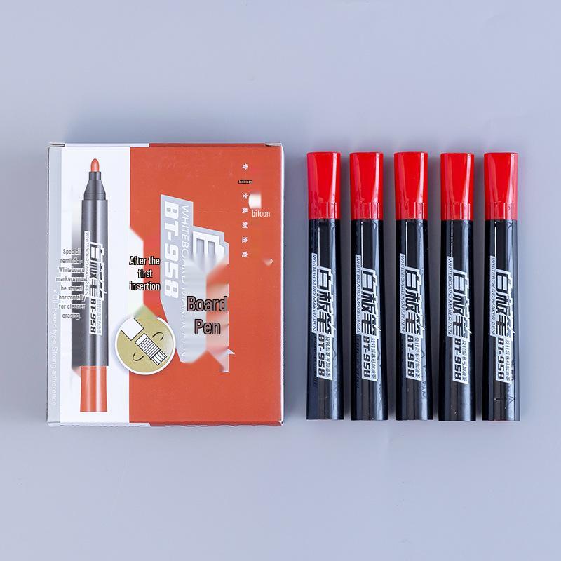 

Baitong Refillable Whiteboard Markers: Erasable Thick Tip Pens in Red, Blue, Black - Perfect for Office and Teaching Supplies.