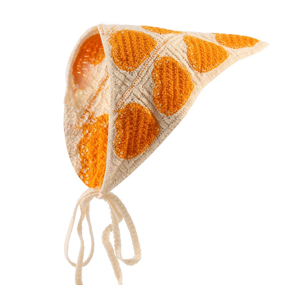 Fashion Knitted Headscarf Hat French Pastoral Style Triangle Headband Handmade Crochet Headband Towel Little Flower Headscarf