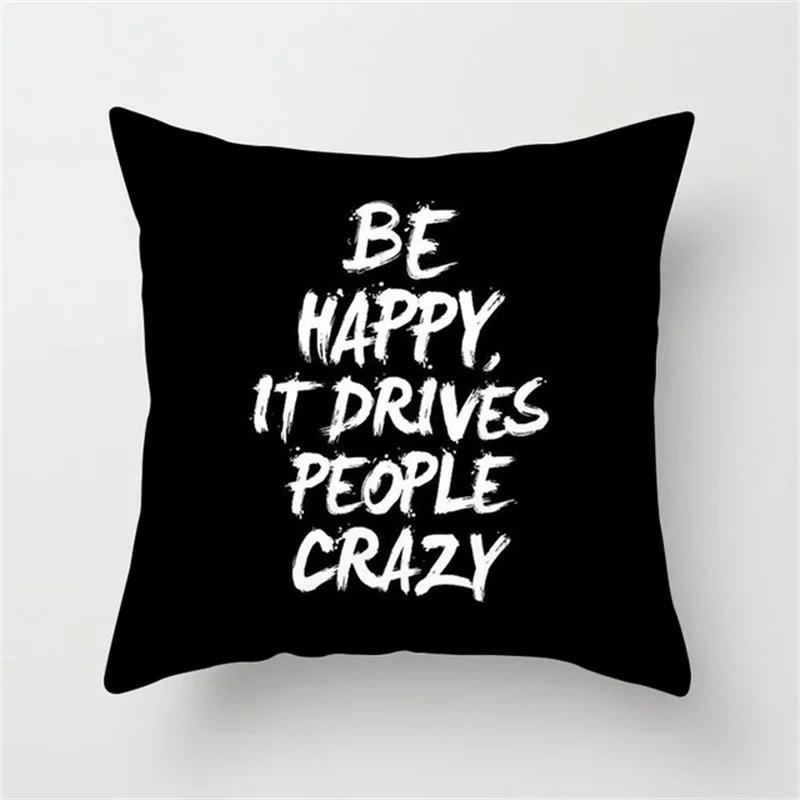 Black and White Geometric Simple High-end Space Pillowcase Patchwork Cushion Cover Striped Letter Pillowcase Home Decoration