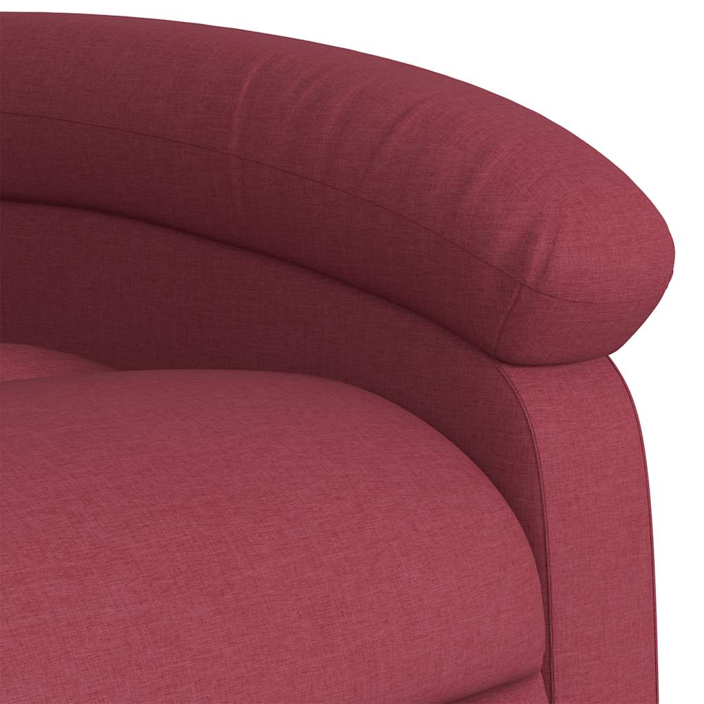 Electric Massage Recliner with Rising Function Burgundy Fabric