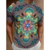 3D Psychedelische Mandala-Blume Bedrucktes T-Shirt für Herren Trendige Kurzarm-Tees Abstrakte Trippy Geometrische Grafik Rundhals Hip Hop Streetwear Oberteile
