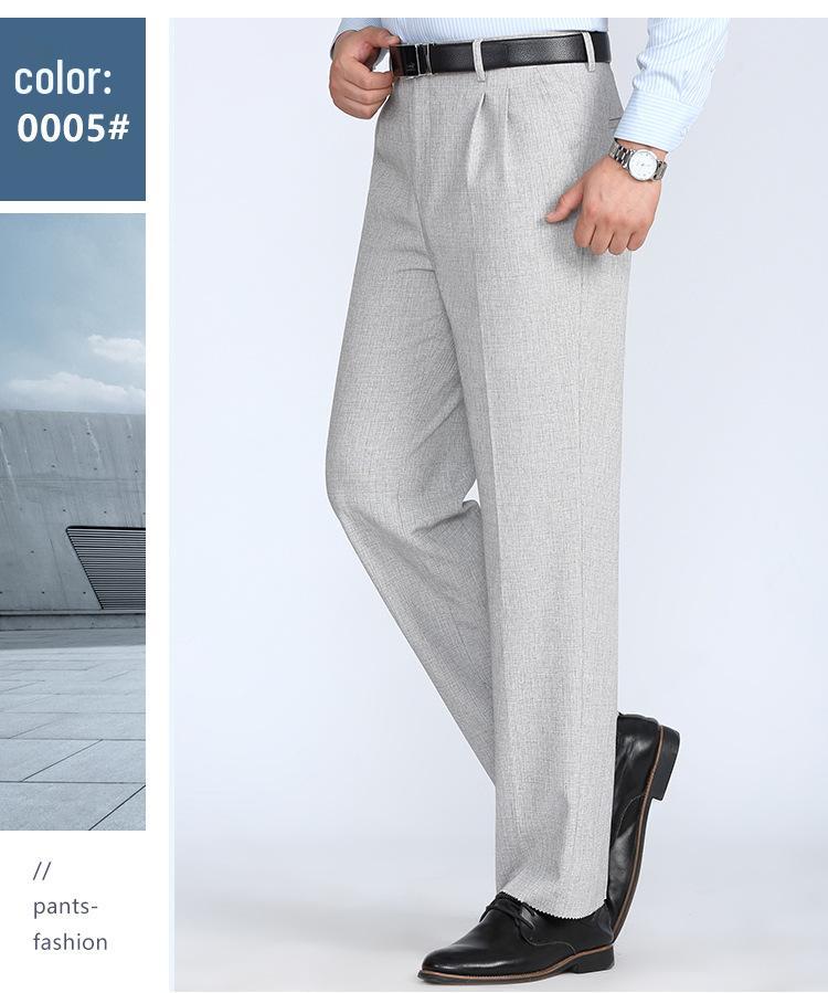 Herren High Waist Seidenkleiderhosen - Sommer Dünn, Locker Geschnitten, Gerade Bein Hose