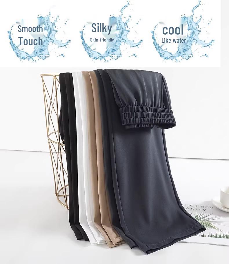 Korean Women's Retro High-Waisted White Summer Drape Pants - Straight Leg and Versatile