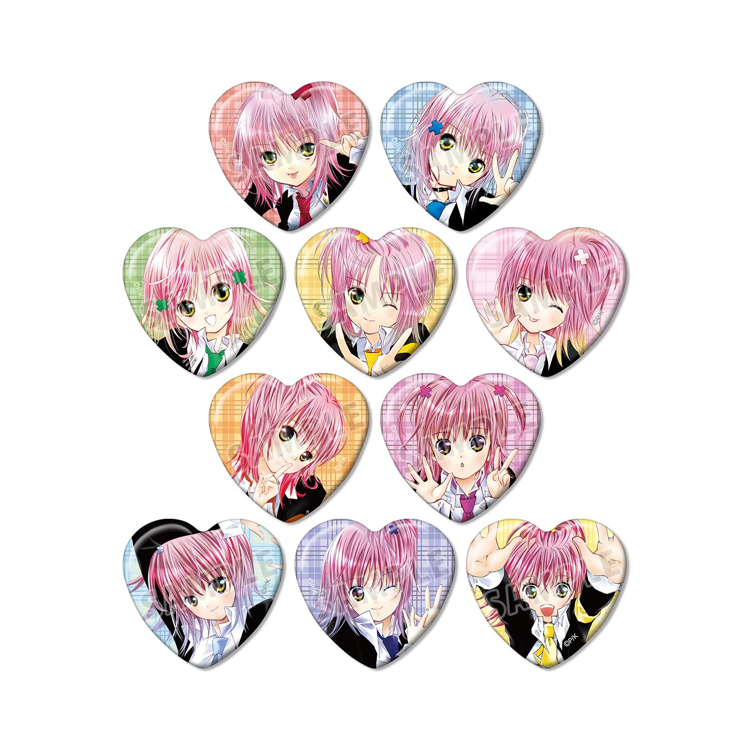 Shugo Chara Коллекционные Обложка Иллюстрация Металлические Значки в Форме Сердца (Коробка из 10 шт.)