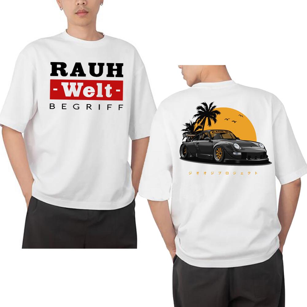 

RAUH Welt BEGRIFF T Shirt RWB 993 964 JDM Tuning Car Classic T-Shirt Men Short Sleeve Japan Hip Hop Boy White Casual Tees Tops 4XL