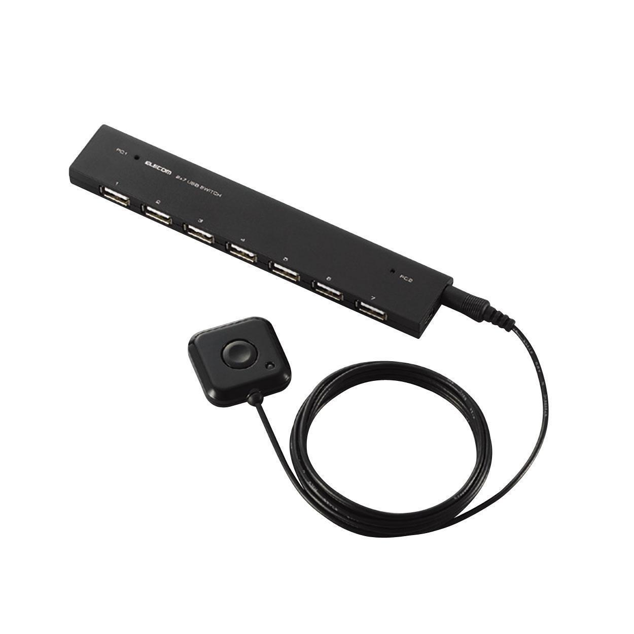 [2009 Model] ELECOM USB Switch with Remote Control, 7 Ports, Black U2SW-B27SBK чёрный
