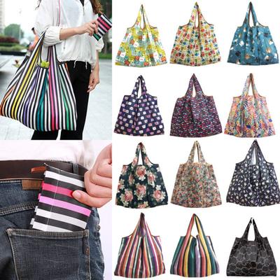 Foldable Colored Large Capacity Shopping Handbag Grocery Storage Bag Tote Pouch