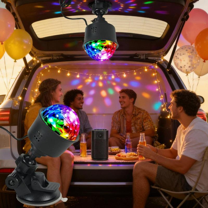 7 Colors Strobe Light USB+suction Cup Installation with Remote Control Disco Ball Lamps for Home Room Parties Car Ambient Light