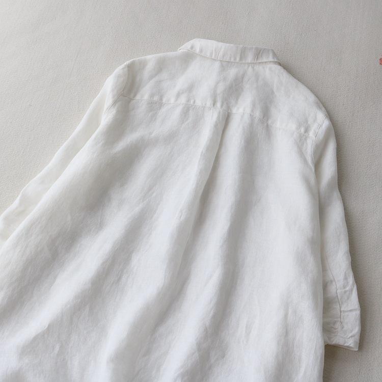 2025 Summer Fashion Plus Size Women's Cotton Linen Mid-Length Lapel Dress - Loose, Simple, and Slimming.