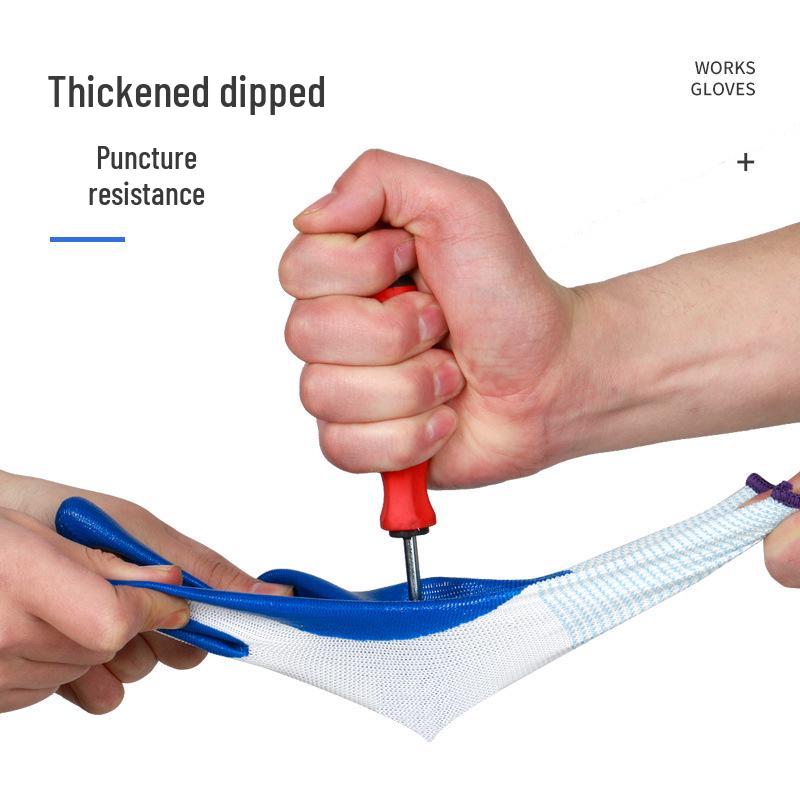 Weiße und blaue Nitrilhandschuhe - Ölbeständig, rutschfest, verdicktes Nylonlatex für die Bauindustrie