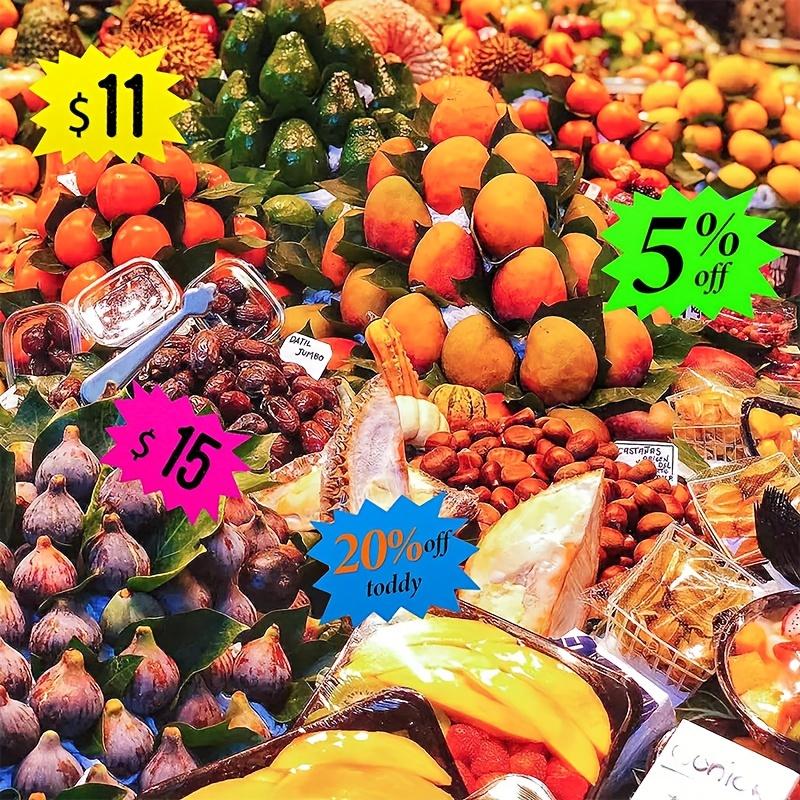 80 Explosion-shaped Sales Sign Cards, Fluorescent Sales Sign Labels, Used In Supermarkets, Shopping Malls, Flower Shops and Other Sales Price Paper