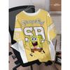SpongeBob Pattern Printed Women's T-shirts Summer Fashionable High Quality Short Sleeve Casual Sports Round Neck Pullover Tops