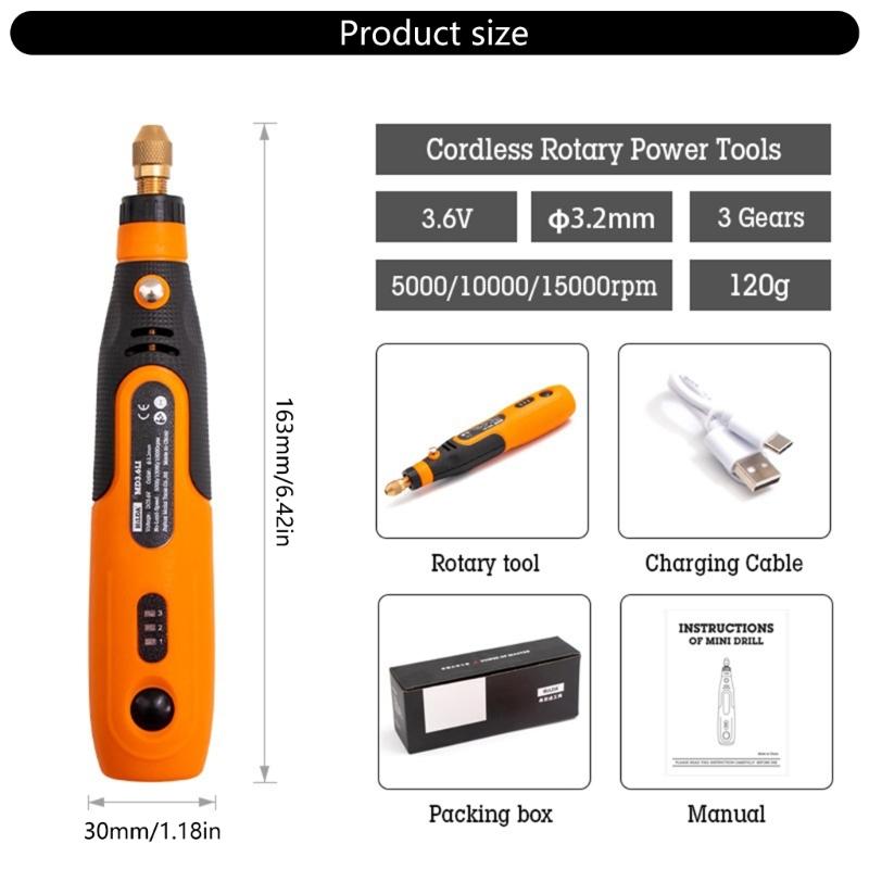 3.6V Wireless  Rotary Tool Pen with Adjustable Speeds & Type C Charging Easy To Use for Precisions Engraving & Polishing