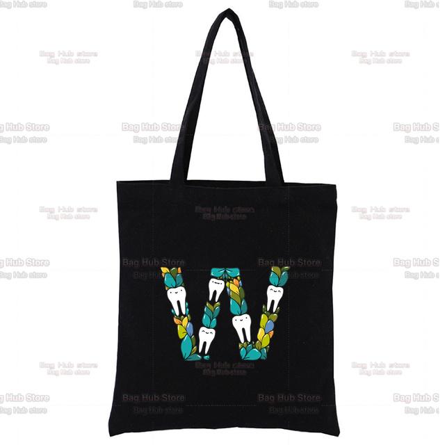 TOOTH 26 Letter Alphabet Printing Canvas Bag Shopper Bag Harajuku Style Women Bags Shoulder Bag Handbag