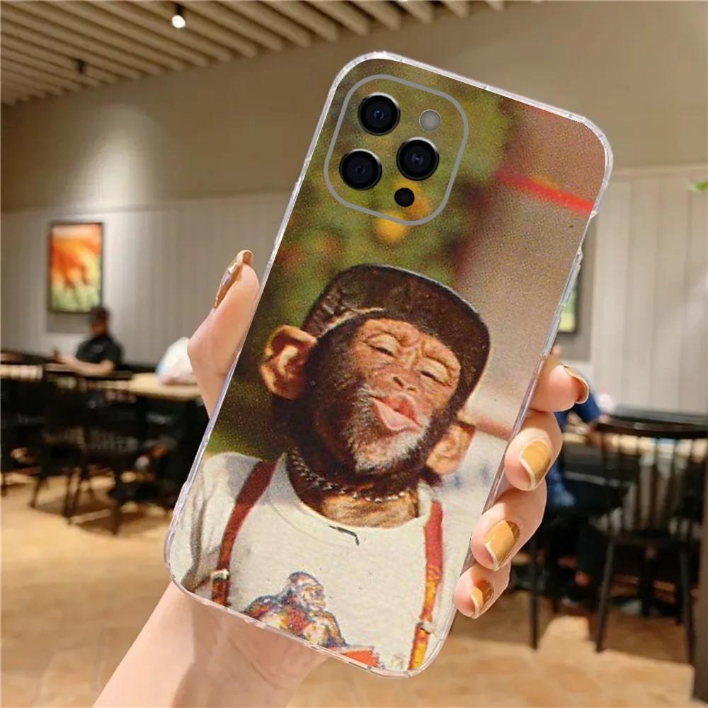 Monkey Sipping Caprisun Meme Phone Case For iPhone 15,14,13,12,11 Plus,Pro,Max,XR,XS,X,7,8 Plus,SE,Mini Transparent Soft Cover