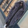 Plus Size Long Solid Color Faux Fur Coat Casual Women's Plus Size Winter Warm Hooded Fur Coat