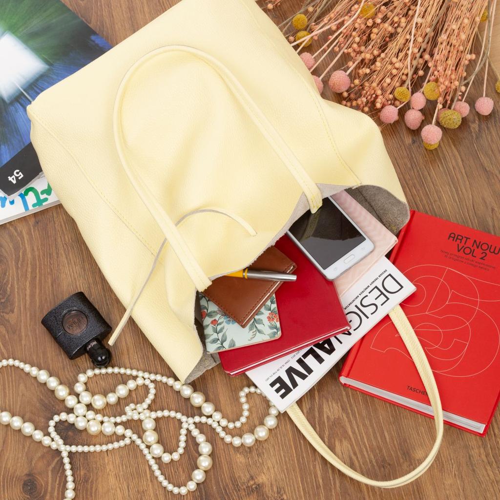 Vera Pelle Corda Light Yellow Leather Bag