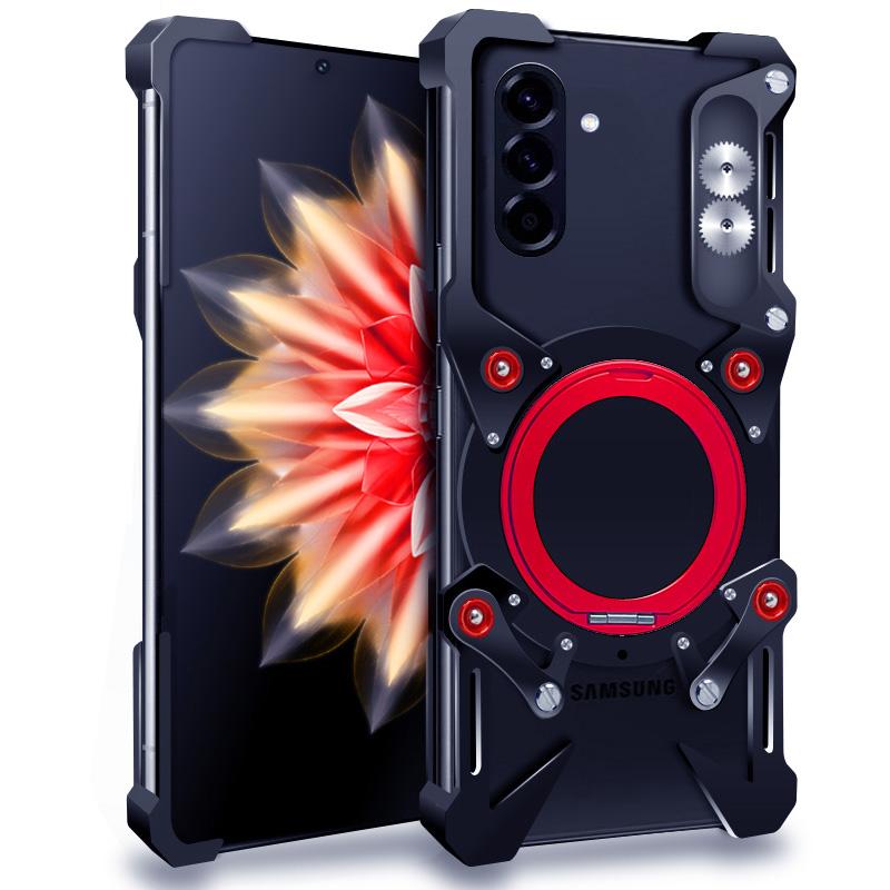 Bumper Case For Samsung Galaxy A36 5G/A56 5G/A55 5G ,Kickstand Aluminum Alloy Magnetic Phone Cover with Wrist Strap