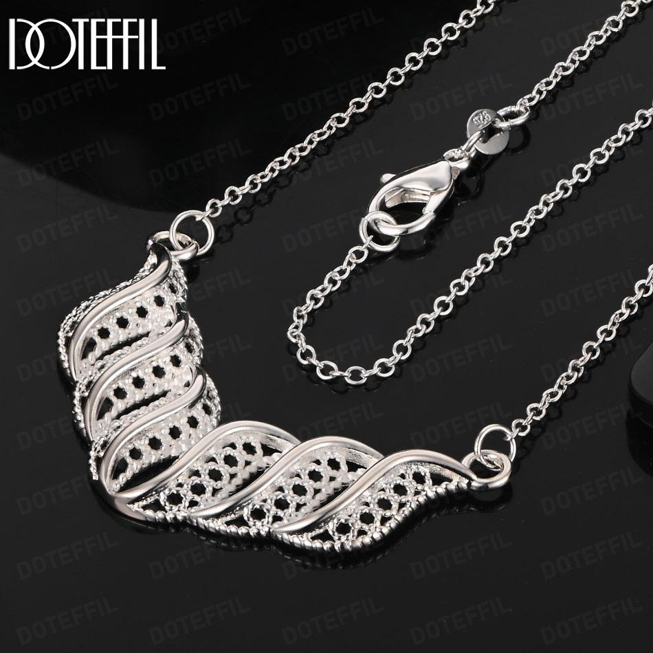 Красивое подвесное ожерелье из стерлингового серебра 925 пробы Модная бижутерия 45CM