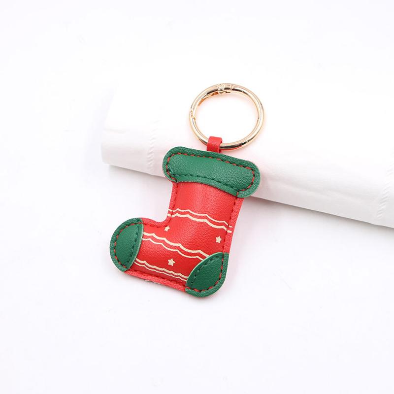 Yogodlns Christmas Keychain Santa Claus Deer Green Strap Faux Leather Phone Charm Pendnat Christmas Gift Party Favors