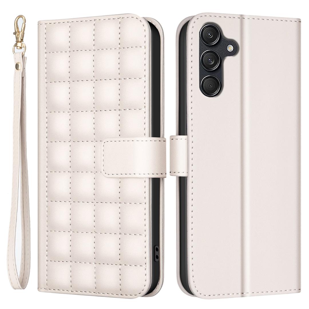 

BINFEN COLOR for Samsung Galaxy A16 5G/A16 4G Leather Case Wallet Square Grid Phone Cover Beige