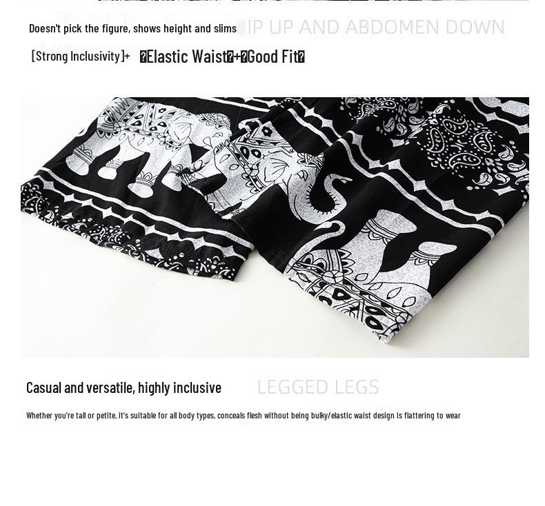 2025 Thai Yoga Pants: Elephant Print, High Waist, Wide Leg, Floor-Length, Summer Style, Hot Selling in Southeast Asia