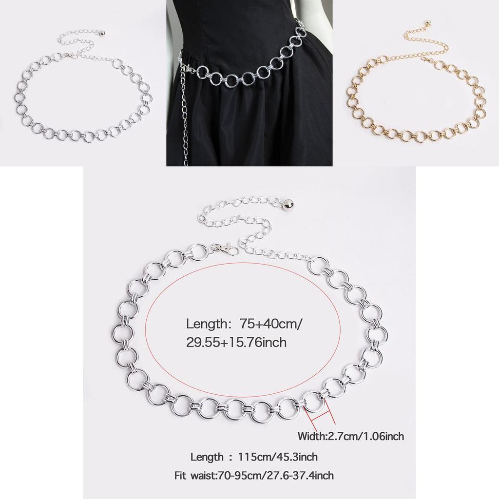 Elegant Gold And Silver Metal Waist Chain With Hook Closure For Daily Fashion