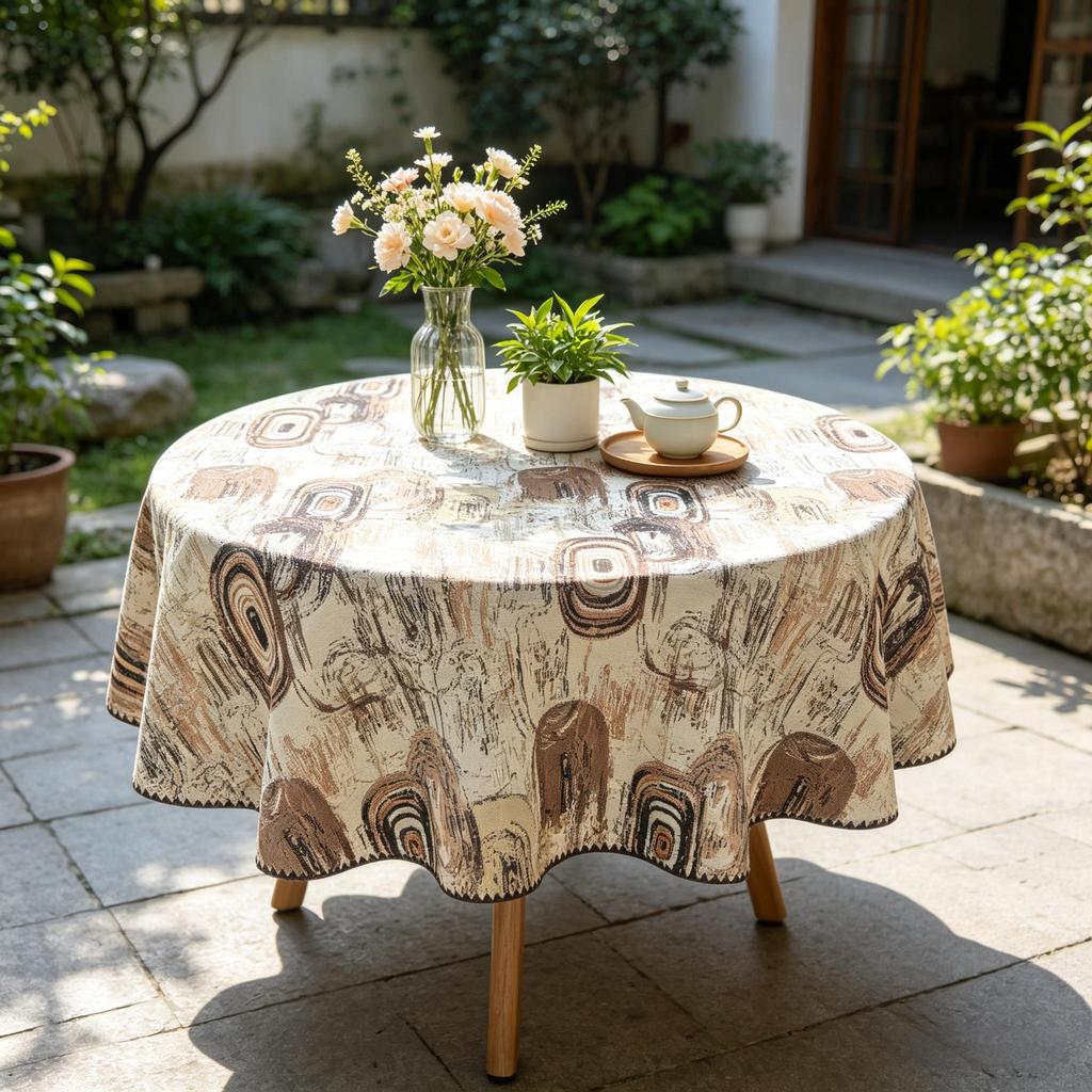 Kitchen Dining Table Protection Thickened Cotton Fabric Round Table Cloth