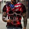 Street Style! 3D Printed Skull Flag Short Sleeve T-Shirt
