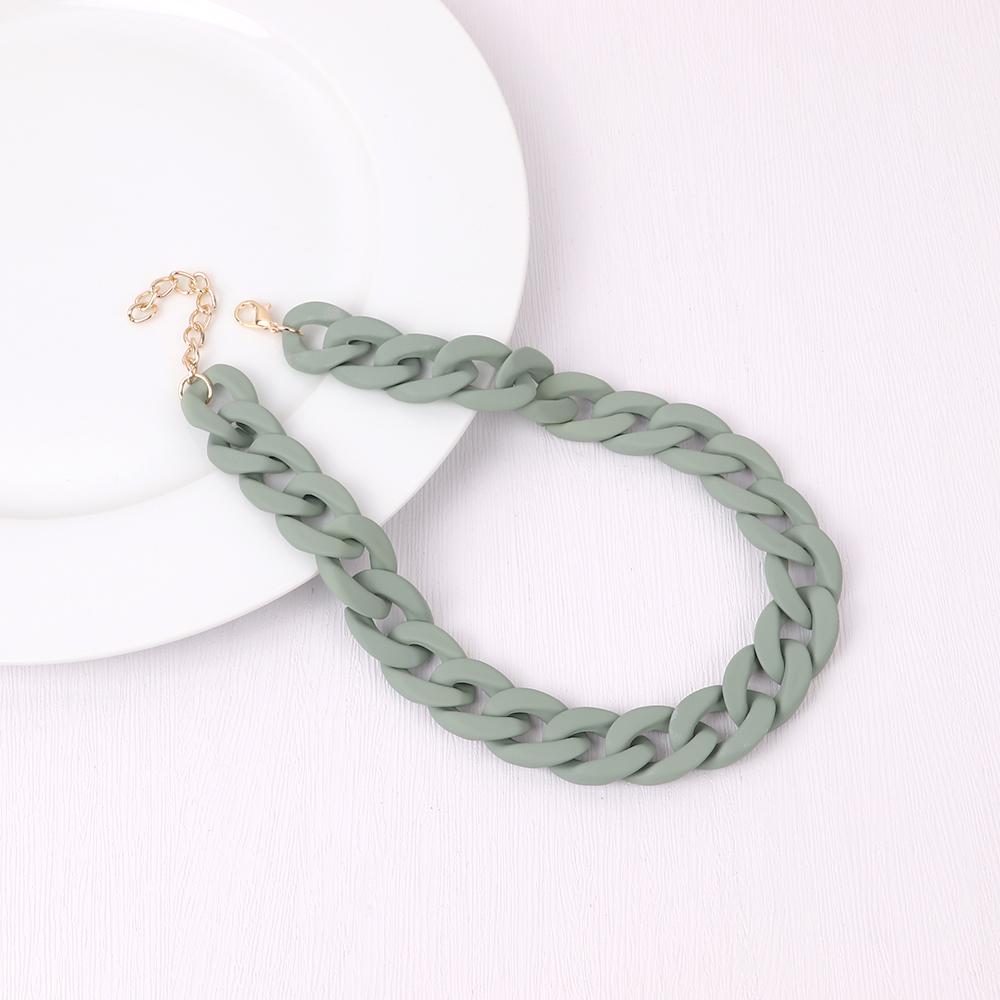 Statement Matte Colorful Chunky Acrylic Chain Necklace For Women Boho Resin Wide Chain Collar Choker Necklaces Pendant Jewelry