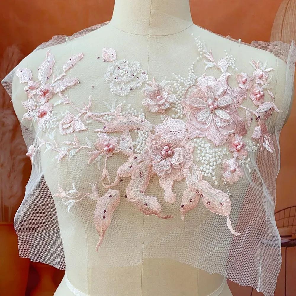 Elegant Colorful Sequined Embroidery Patches 3D Flower DIY Lace Fabrics Applique Sequins Patches Dresses