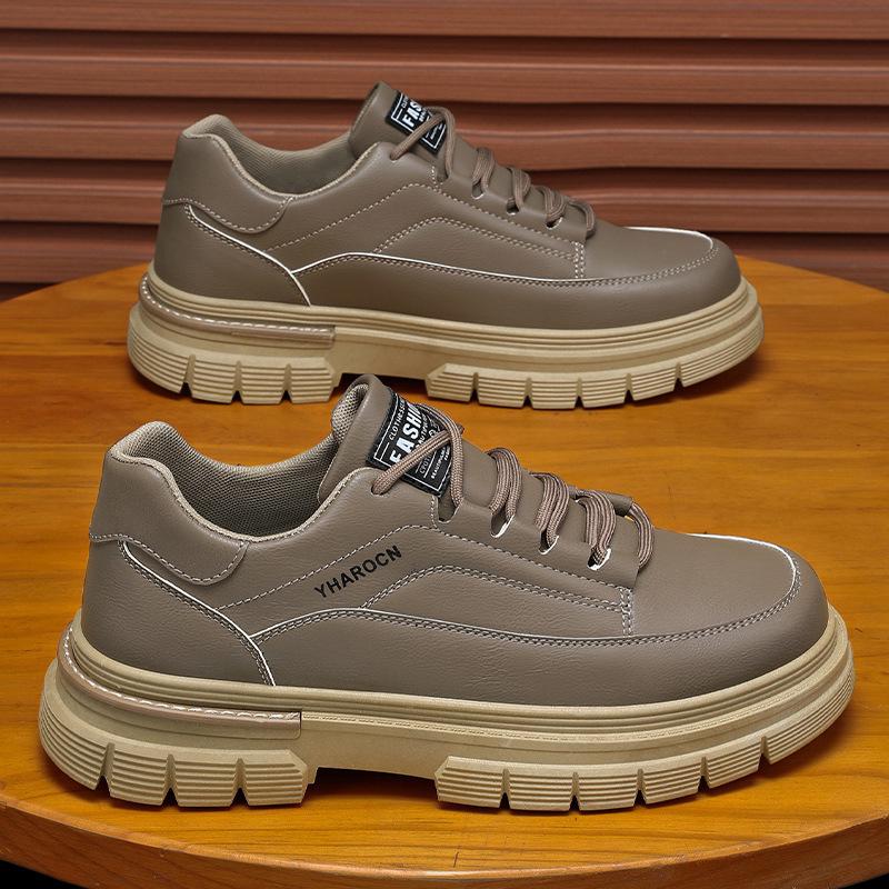 Men's Spring Breathable Thick-Soled Casual Leather Sports Shoes & Martin Boots