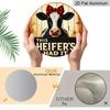 2D Flat 1pc, 8x8 in, Farmhouse Cow-Themed Round Aluminum Metal Wall Sign - Heifer's Troubles Rural Farm Art for Front Door, Porch, Living Room or