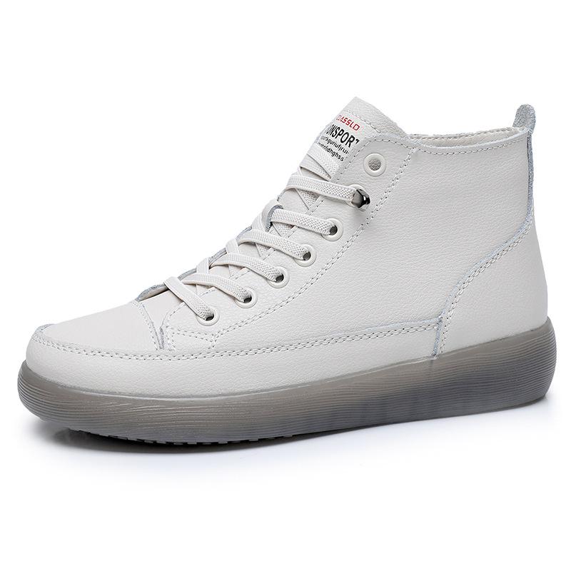 Fashion New Women Genuine Leather Sneakers Spring High-top Casual Shoes Autumn First Layer Cowhide Ladies High Top Vulcanized Shoes