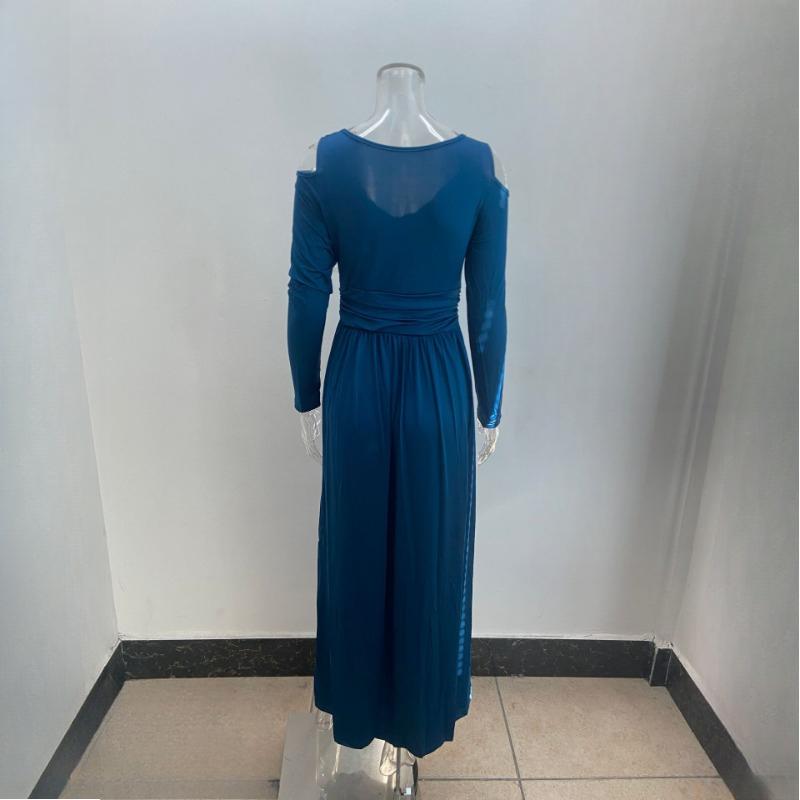 שמלת מקסי צבע אחיד שוליים גדולים נשים אלגנטית מותן לא סדיר נסיעות