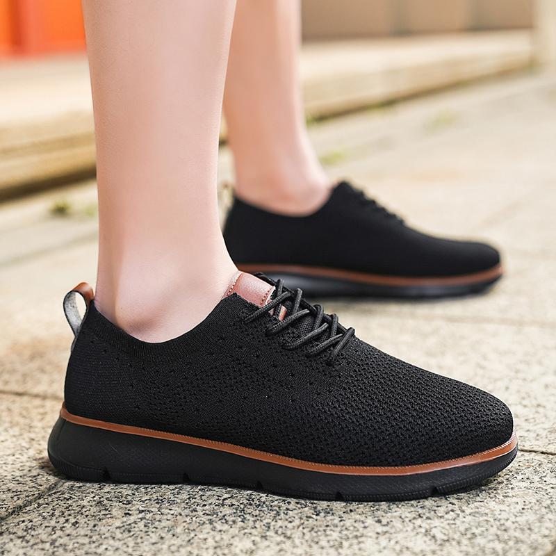 Lightweight Men's Casual Sneakers Fashion Knitted Casual Sports Shoes Retro Style Walking Flat Shoes Big Size 39-48 Male Footwear