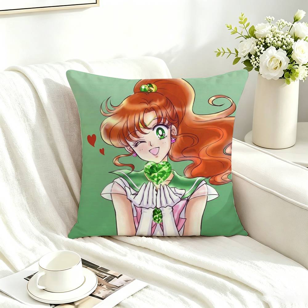 Cute girls S-Sailors M-Moon-es Pillow Case Square Double-Sided Sofa Cushion Cover Bedroom Bedside Pillow