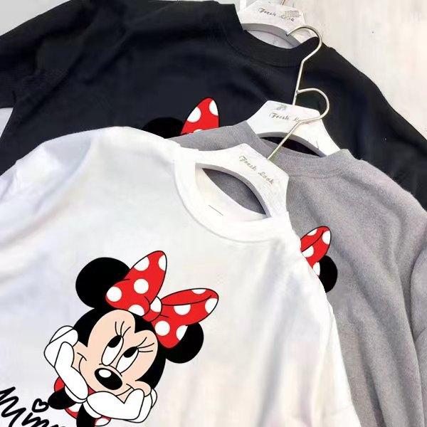 Women Minnie Mouse Graphic Short Sleeve T-Shirt Casual Loose Round Neck Cartoon Print Summer Tee Top